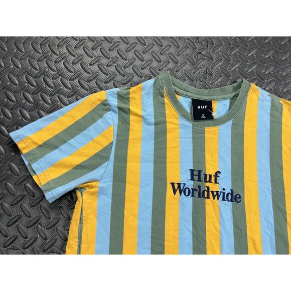 HUF Shirt Adult Small Striped Short Sleeve Worldwide Casual Outdoor Men's - Picture 2 of 12